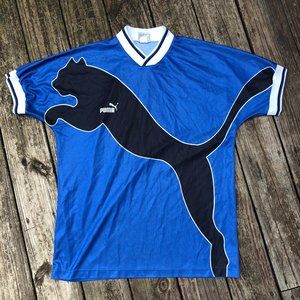 Vintage Puma Mens Soccer Jersey Large Blue